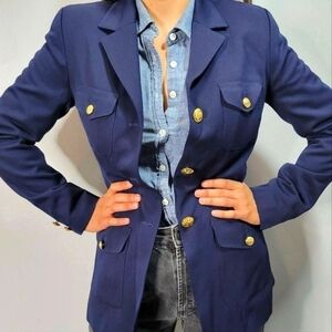 Nwt Ralph Lauren nautical cotton navy blue blazer Jacket sz 14 M L